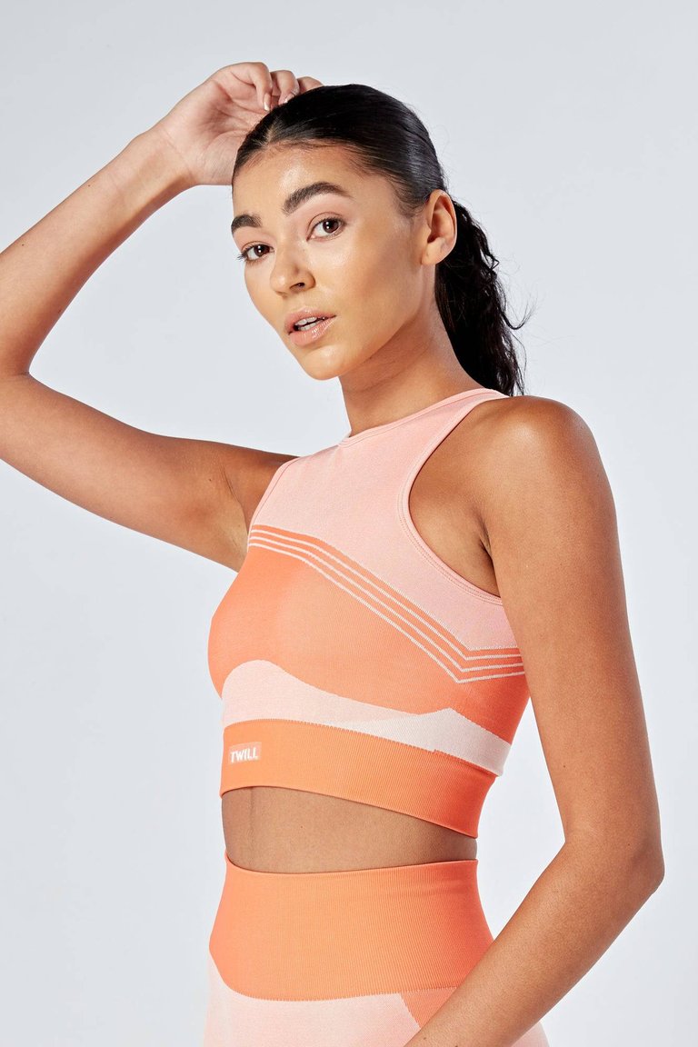 Recycled Colour Block Body Fit Racer Crop Top - Coral