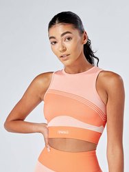 Recycled Colour Block Body Fit Racer Crop Top - Coral - Coral