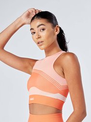 Recycled Colour Block Body Fit Racer Crop Top - Coral