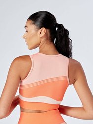 Recycled Colour Block Body Fit Racer Crop Top - Coral