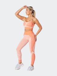 Recycled Colour Block Body Fit Seamless Sports Bra - Coral - Coral