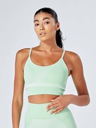 Recycled Colour Block Body Fit Seamless Sports Bra - Green
