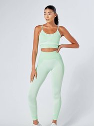 Recycled Colour Block Body Fit Seamless Sports Bra - Green - Green