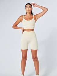 Recycled Colour Block Body Fit Seamless Sports Bra - Stone