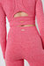 Seamless Marl Laser Cut Full Sleeve Crop Top - Pink