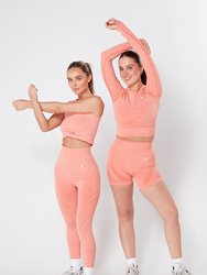 Seamless Marl Laser Cut Leggings - Coral - Coral