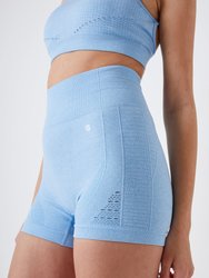 Seamless Marl Laser cut Shorts - Blue