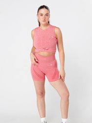 Seamless Marl Laser Cut Shorts - Pink - Pink