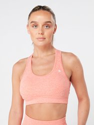 Seamless Marl Laser Cut Sports Bra - Coral