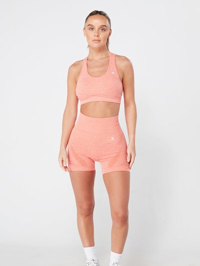 Twill Active Seamless Marl Laser Cut Sports Bra - Coral product