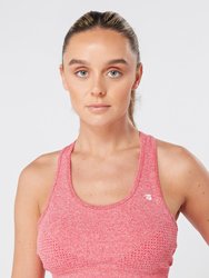 Seamless Marl Laser cut Sports Bra - Pink