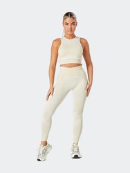 Twill Active Recycled Colour Block Body Fit Racer Crop Top - Stone