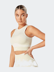 Twill Active Recycled Colour Block Body Fit Racer Crop Top - Stone