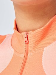 Twill Active Recycled Colour Block Zip-up Crop Top Coral