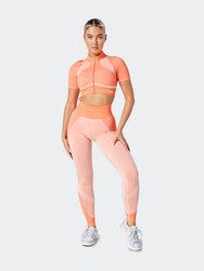 Twill Active Recycled Colour Block Zip-up Crop Top Coral