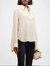 Last Friday Night Silk Button Front Blouse In Blush - Blush
