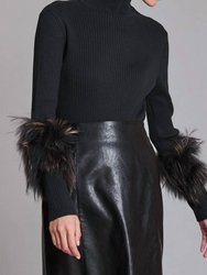 Cashmere Mock Neck With Fur Sweater