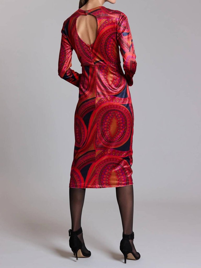 Dana Midi Velvet Paisley Dress In Multi