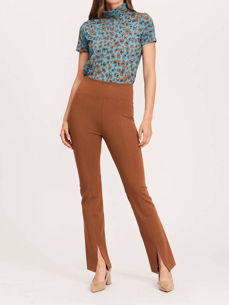 Margie Ponte Slit Front Pant In Teddy Bear - Teddy Bear