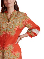 Rebecca Linen & Eyelet Tunic Top In Multi