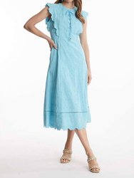 Robin Eyelet Midi Dress In Capri - Capri