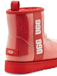 Women's Classic Clear Mini Boots In Samba Red