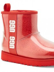 Women's Classic Clear Mini Boots In Samba Red