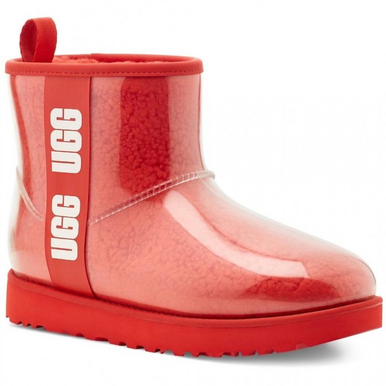 Women's Classic Clear Mini Boots In Samba Red