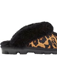 Women's Coquette Panther Print Shearling Slippers In Butterscotch - Butterscotch