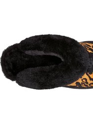 Women's Coquette Panther Print Shearling Slippers In Butterscotch