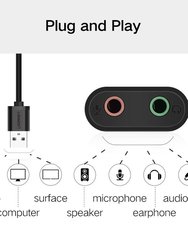 UGREEN USB Audio Adapter External Stereo Sound Card with 3.5mm Headphone and Microphone Jack, Compatible Windows 10/98SE/ME/2000/XP and more (Black)