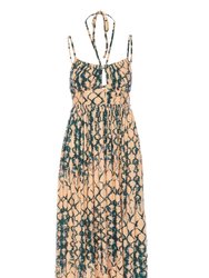 Freya Cotton Adjustable Strap Cut Out Midi Dress Fossil - Multicolor