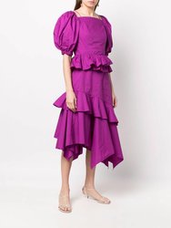 Marie Open-Back Asymmetric Ruffled Tiered Cotton Midi Dress