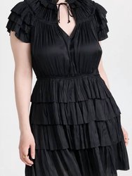 Vesna Pleated Mini Dress - Noir Black