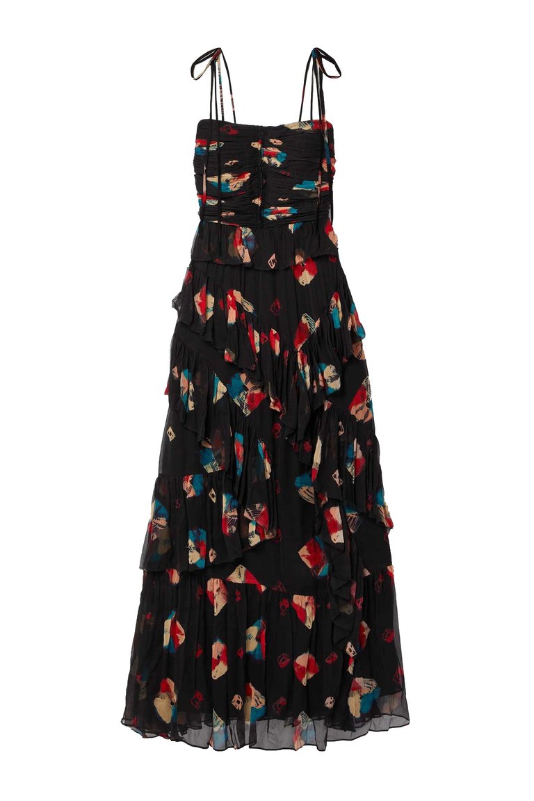 Women Aveline Adjustable Shoulder Strap Layered Dress Gown Nocturne - Multicolor
