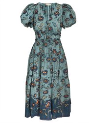 Women Eloisa Short Puff Sleeve Tiered Midi Dress Cornflower - Multicolor