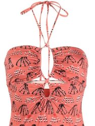 Women Minorca Maillot Rosa Halter Cuot-Out One-Piece Swimsuit - Pink