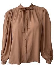 Women's Clemens Long Sleeve Tie Bow Blouse - Fawn - Brown