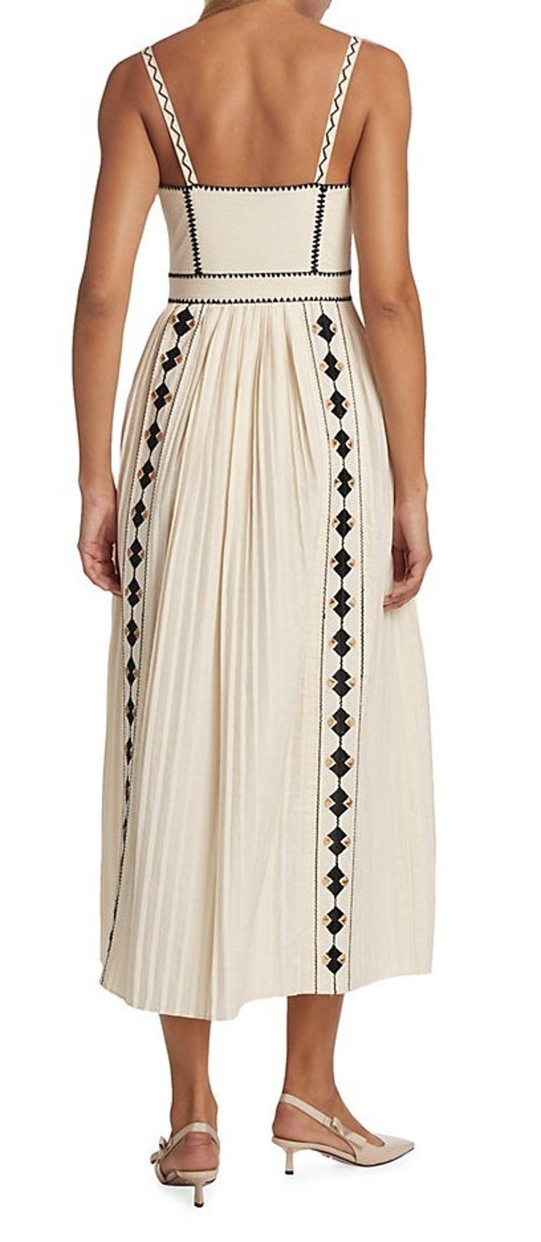 Women's Elin Cotton Pleated Midi Dress Ivory White
