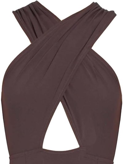 Ulla Johnson Women's Kieran Maillot Espresso Brown Cut Out One Piece Swimsuit product