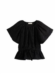 Women's Mirabelle Jacquard Short Sleeve Puff Top - Noir