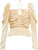 Women's Mirella Dawn Ivory Shirred Puff Sleeve Peplum Blouse Top - Ivory