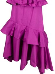 Women's Orchid Marie Open-Back Asymmetric Ruffled Tiered Cotton Dress - Purple