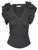 Women's Ruffled Sleeves V-Neck Birdie Top, Noir, Black - Black