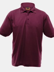 UCC 50/50 Mens Heavweight Plain Pique Short Sleeve Polo Shirt (Burgundy) - Burgundy