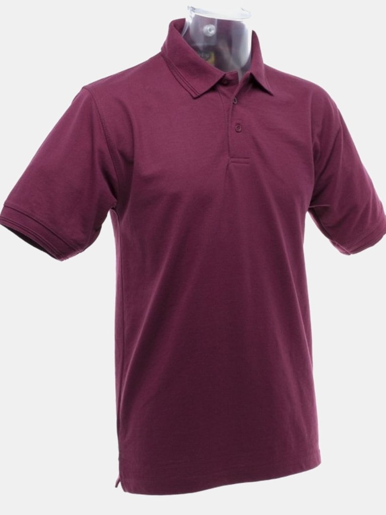 UCC 50/50 Mens Heavweight Plain Pique Short Sleeve Polo Shirt (Burgundy)