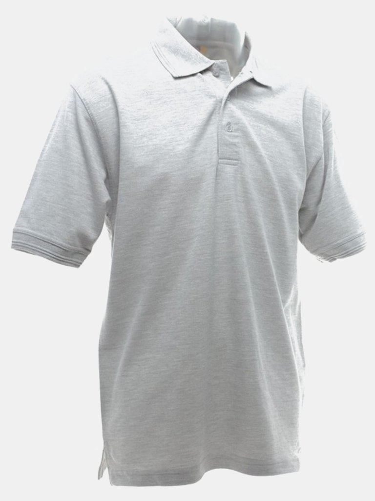 UCC 50/50 Mens Heavweight Plain Pique Short Sleeve Polo Shirt (Heather Grey)