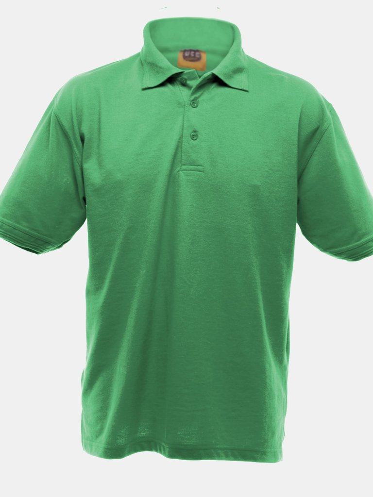 UCC 50/50 Mens Heavweight Plain Pique Short Sleeve Polo Shirt (Kelly Green) - Kelly Green