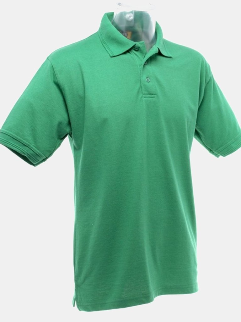 UCC 50/50 Mens Heavweight Plain Pique Short Sleeve Polo Shirt (Kelly Green)