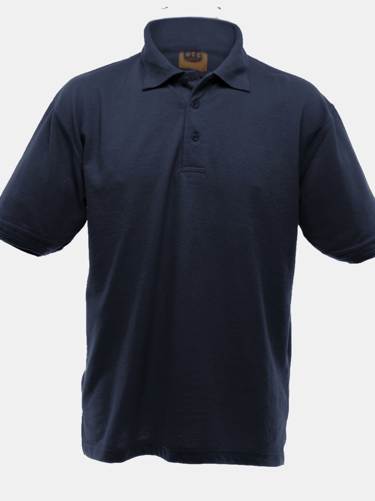 UCC 50/50 Mens Heavweight Plain Pique Short Sleeve Polo Shirt (Navy Blue) - Navy Blue